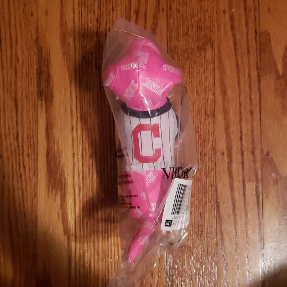 Cleveland Guardians Indians Victoria's Secret Pink Baseball Striped Mini Dog Toy
